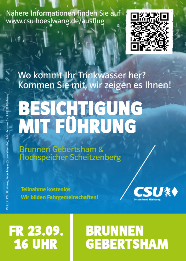 Besichtigung Trinkwasserbrunnen und Hochspeicher